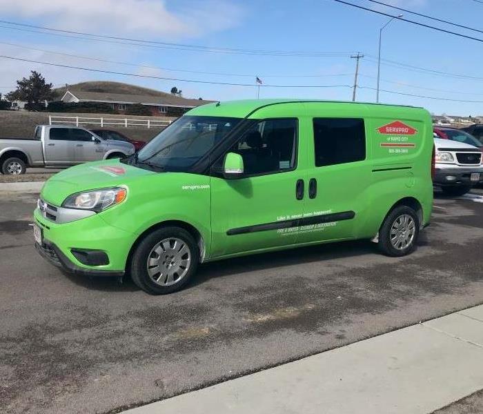 picture of small SERVPRO van used for cleaning